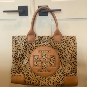 Tory Burch Tote Coated Fabric/Leather Animal Print
